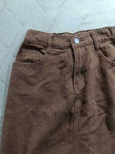 Chic Mocha Denim Midi Skirt