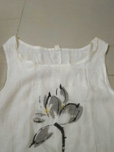 White Floral Sleeveless Top