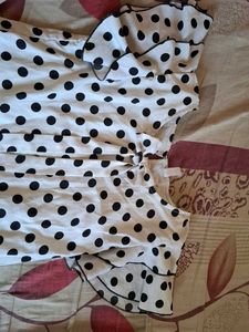 Polka Dot Top with Ruffle Sleeves