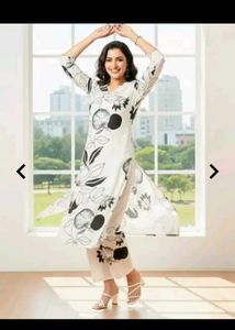 Black & White Floral Kurta Set.
