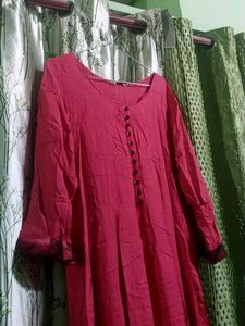 Vibrant Pink Kurta with Button Detail