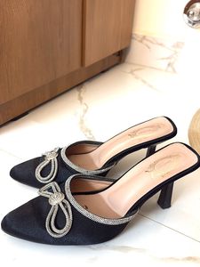 Elegant Black Bow Heels