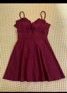 Burgundy Ruffle Mini Dress