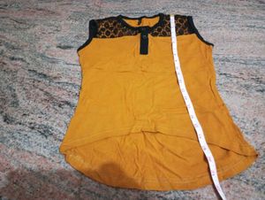 Mustard Yellow Lace Yoke Top