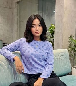 Blue Floral Long Sleeve Top