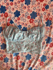 Cute Floral Baby Blue Corset Top