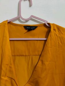 Mustard Yellow V-Neck Long Sleeve Top