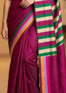 Elegant Magenta Saree with Striped Border
