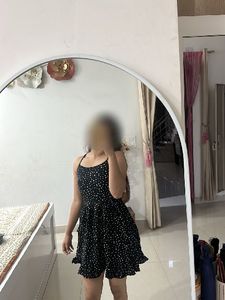 BLACK MINI POLKA DOT DRESS 👗