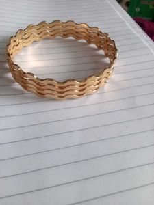 New Set of 5 Wave Design Gold Bangles impon