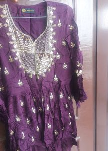 Wine Chinon Heavy Gotta Patti Indowestern Dress