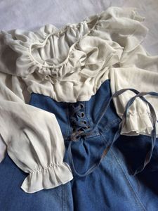 Corset style denim flare dress