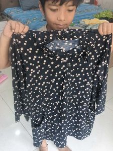 Stylish Black Kurta with White Polka Dots