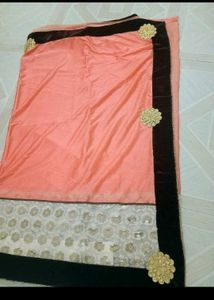 Elegant Peach &amp; Floral Saree