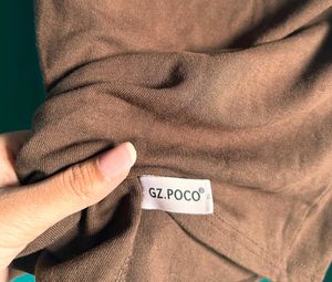 Brown Off-Shoulder Long Sleeve Top