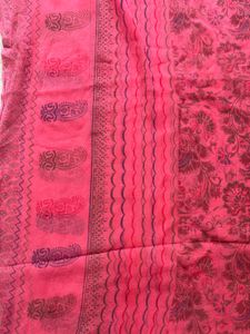 Pink Semi-Sheer Floral Design Scarf Or Dupatta