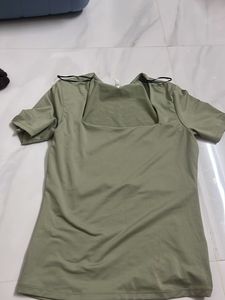 Stylish Sage Green Square Neck Top