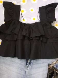 Black Ruffle Top