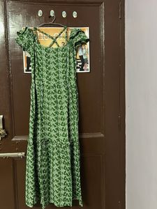 Green Floral Print Maxi Dress