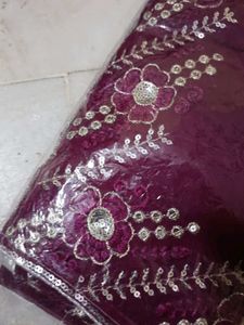 Exquisite Embroidered Silk Saree