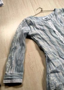soft blue embroidery top