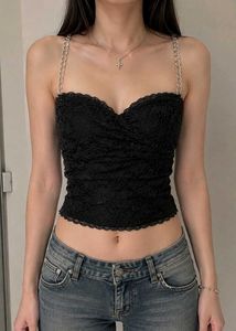 y2k Lace Bralette with Chain Detail
