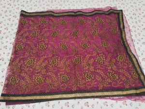 Wine Purple Saree with Blouse &amp; Shapewear