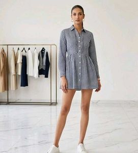 Chic Gingham Shirt Dress