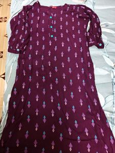 Maroon Printed Kurta