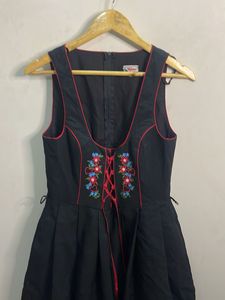 Black Embroidered Dirndl Dress