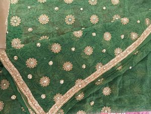 GREEN EMBROIDERY SAREE