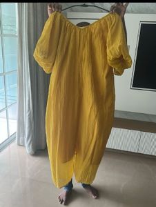 Lovely Yellow Midi With Puff Sleeves