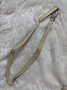 Cream Leather Belt with Silver Buckle