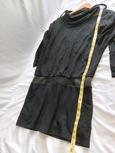 Cocktail Black Slip Dress With Long Sleeve