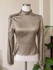 ⚜️Chic Taupe Silk Blouson Top ⚜️