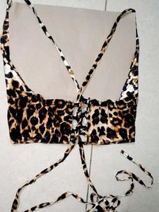 Leopard Print Tie-Up Crop Top no 125