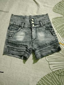 Acid Wash High-Waisted Denim Shorts