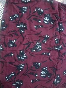 Maroon Floral Print Long Sleeve Top