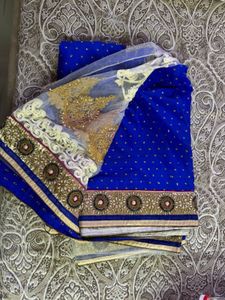 Royal Blue Embroidered Saree