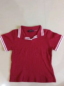 Maroon Polo Neck Top