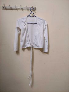 wrap cardigan . knot tie top.