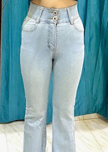 Tummy Tucker Bell Bottom Light Blue Jeans with Spl