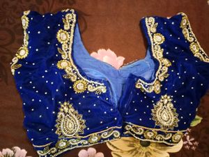 Beautiful Embroidery Navy Blue Blouze