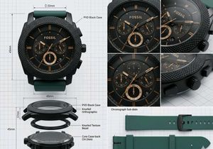 Fossil Watch - Black & Green with box