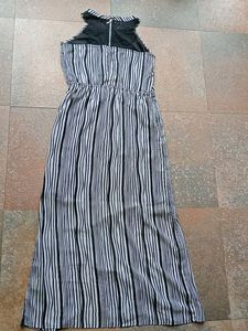 Halter neck black Amd White Stripe Dress
