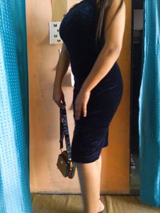 ❤️🤌🥺Navy Blue Velvet Party Dress🥺❤️🌸