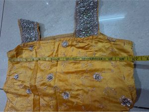 Golden yellow designer embroidered sharara