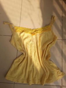 Yellow Lace Trim Cami Top