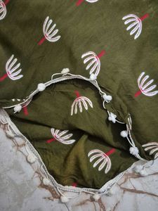 Olive Green Embroidered Kurta