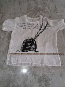plus size bust 54 White Graphic Print Tunic